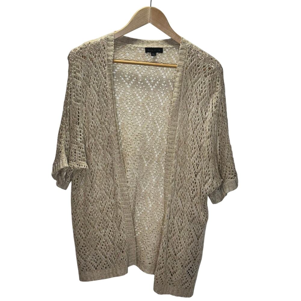 Miss Daisy M/L Beige Open Knit Boho Cardigan | Crochet Kimono Sweater Neutral